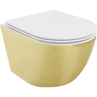 Závesné WC MEXEN LENA RIMLE  - biele / zlaté brúsené + Duroplast sedátko slim, 30224007