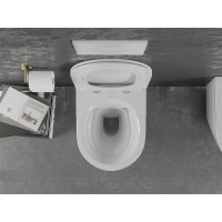 Závesné WC MEXEN LENA RIMLESS - biele so zlatým okrajom + Duroplast sedátko, 30224005