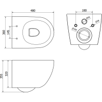 Závesné WC MEXEN LENA RIMLE  - biele/zlaté vzorované + Duroplast sedátko slim, 30224009