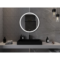 Okrúhle zrkadlo MEXEN ESSO 80 cm s čiernym okrajom - s LED podsvietením a vyhrievaním, 9825-080-080-611-70