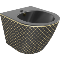 Závesný bidet MEXEN LENA 48 cm - čierny/zlatý vzorovaný, 35224879