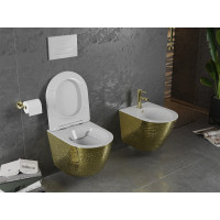 Závesné WC MEXEN LENA RIMLE  - biele/zlaté šupinové + Duroplast sedátko slim, 30224008