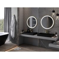 Okrúhle zrkadlo MEXEN ESSO 70 cm so zlatým okrajom - s LED podsvietením a vyhrievaním, 9825-070-070-611-50