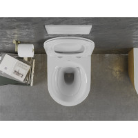 Závesné WC MEXEN LENA RIMLESS - biele / zlaté brúsené + Duroplast sedátko slim, 30224007