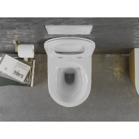 Závesné WC MEXEN LENA RIMLE  - biele / zlaté brúsené + Duroplast sedátko slim, 30224007