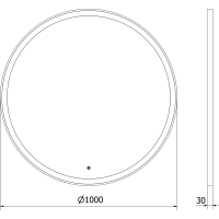 Okrúhle zrkadlo MEXEN ESSO 100 cm s čiernym okrajom - s LED podsvietením a vyhrievaním, 9825-100-100-611-70