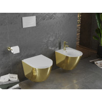 Závesné WC MEXEN LENA RIMLESS - zlaté/biele + Duroplast sedadlo slim, 30224006