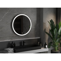 Okrúhle zrkadlo MEXEN ESSO 80 cm s čiernym okrajom - s LED podsvietením a vyhrievaním, 9825-080-080-611-70