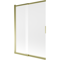 Vaňová zástena s posuvnými dverami MEXEN FOX 120x150 cm - zlatá - mliečne sklo, 891-120-002-50-30