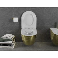 Závesné WC MEXEN LENA RIMLE  - biele/zlaté šupinové + Duroplast sedátko slim, 30224008