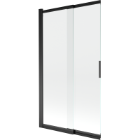 Vaňová zástena s posuvnými dverami MEXEN FOX 100x150 cm - čierna - číre sklo, 891-100-002-70-00