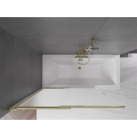 Vaňová zástena s posuvnými dverami MEXEN FOX 120x150 cm - zlatá - mliečne sklo, 891-120-002-50-30