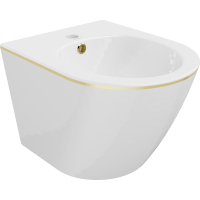 Závesný bidet MEXEN LENA 48 cm - biely so zlatým okrajom, 35224805