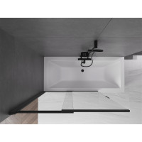 Vaňová zástena s posuvnými dverami MEXEN FOX 120x150 cm - čierna - číre sklo, 891-120-002-70-00
