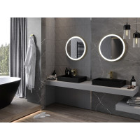Okrúhle zrkadlo MEXEN ESSO 60 cm so zlatým okrajom - s LED podsvietením a vyhrievaním, 9825-060-060-611-50