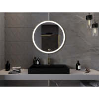 Okrúhle zrkadlo MEXEN ESSO 80 cm so zlatým okrajom - s LED podsvietením a vyhrievaním, 9825-080-080-611-50