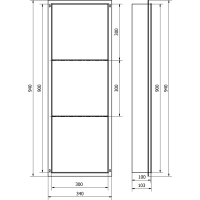 Zápustná polica pod omietku Mexen X-Wall-NR 30x90 cm - inox, 1911903010S