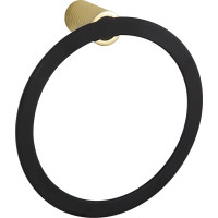 Kúpeľňový držiak na uteráky MEXEN BASE - okrúhly - čierny matný/zlatý, 7088232-57