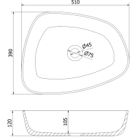 Umývadlo z liateho mramoru MEXEN ONO - asymetrické - čierne, 23045171