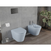 Závesné WC MEXEN RICO RIMLESS - šedo/modré matné + Duroplast sedátko slim, 30724069