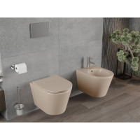 Závesné WC MEXEN RiCO RIMLESS - cappuccino hnedé matné + Duroplast sedátko slim, 30724064