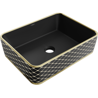 Keramické umývadlo MEXEN CATIA - čierne matné/zlaté vzorované, 21314879