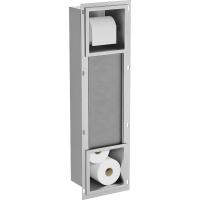 Podomietkový držiak toaletného papiera MEXEN X-WALL so zásobníkom - kovový - inox, 1914