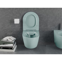 Závesné WC MEXEN LENA - RIMLESS + duroplast sedátko Slim - svetlo zelená matná, 30224048
