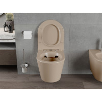 Závesné WC MEXEN RiCO RIMLESS - cappuccino hnedé matné + Duroplast sedátko slim, 30724064