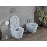 Závesné WC MEXEN RICO RIMLESS - šedo/modré matné + Duroplast sedátko slim, 30724069