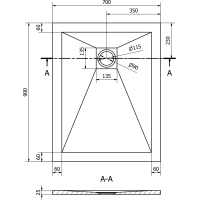 Sprchová vanička MEXEN STONE+ 70x90 cm - betónová šedá - minerálny kompozit, 44617090