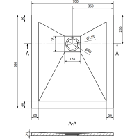 Sprchová vanička MEXEN STONE+ 70x80 cm - betónová šedá - minerálny kompozit, 44617080