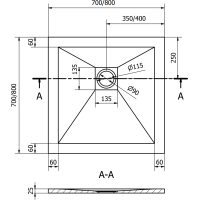 Sprchová vanička MEXEN STONE+ 80x80 cm - betónová šedá - minerálny kompozit, 44618080