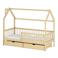 Detská domčeková posteľ so šuplíkmi OTAKAR - 200x90 cm - prírodná borovica