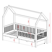 Detská domčeková posteľ so šuplíkmi OTAKAR - 200x90 cm - prírodná borovica