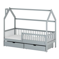 Detská domčeková posteľ so šuplíkmi OTAKAR - 200x90 cm - šedá