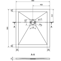 Sprchová vanička MEXEN STONE+ 80x90 cm - čierna - minerálny kompozit, 44708090