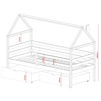 Detská domčeková posteľ so šuplíkmi AMOS - 200x90 cm - biela