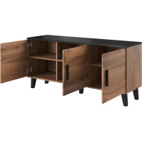 Komoda LEILA 3D - 150x69x45 cm - dub wotan/čierna