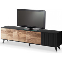 Televízny stolík RANDOM RTV-3 - 200 cm - dub wotan/čierna