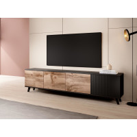 Televízny stolík RANDOM RTV-3 - 200 cm - dub wotan/čierna