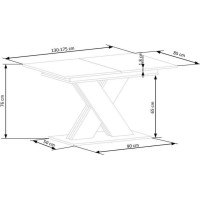 Jedálenský stôl XAVI 130(175)x85x76 cm - rozkladací - dub lancelot/biely