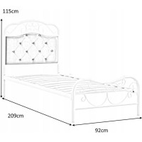 Kovová posteľ FABRIZIA 200x90 cm - biela/sivá