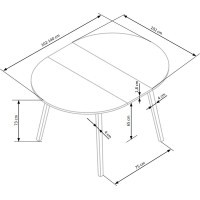 Jedálenský stôl JONAS - 102(142)x102x75 cm - rozkladací - biely mat/dub medový