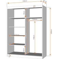 Šatníková skriňa VISION 10 - dub artisan - 150 cm (viac variant)