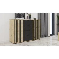 Komoda VERONA 2D4S - dub artisan/čierna