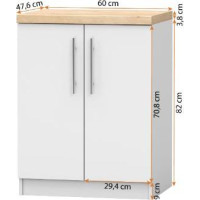 Spodná kuchynská skrinka INEZ - 60 cm - biela/dub craft zlatý