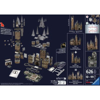 RAVENSBURGER Svietiace 3D puzzle Nočná edícia Harry Potter: Rokfortský hrad - Astronomická veža 626 dielikov