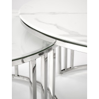 Konferenčný stolík MERKUR - strieborný/biely mramor