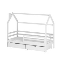 Detská domčeková posteľ LILIE so zásuvkami - 200x90 cm - biela